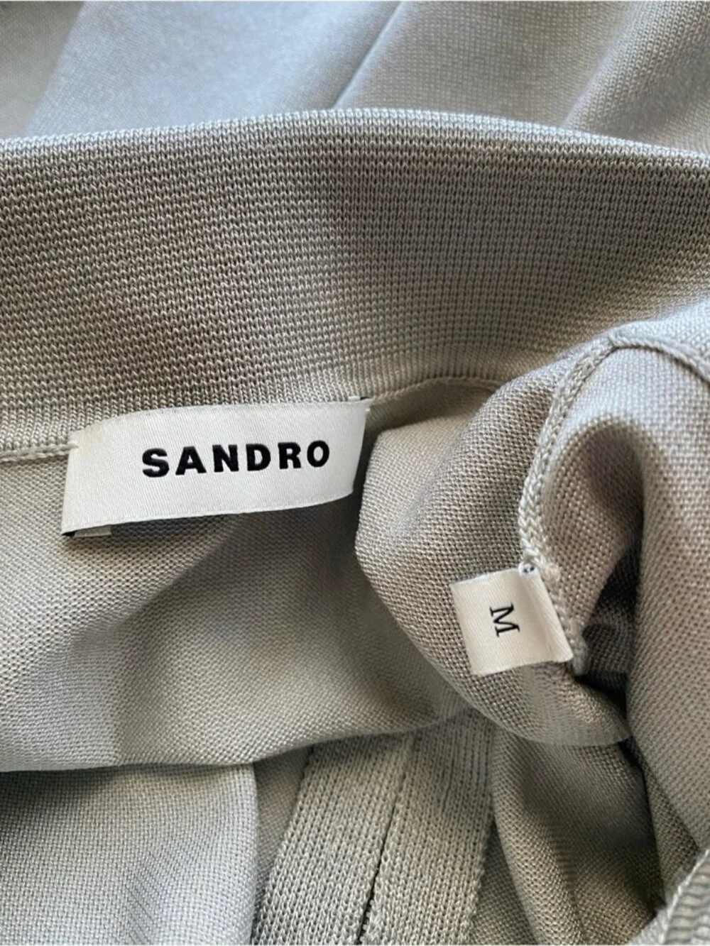 Sandro Paris Knit Zip Polo Shirt Men Medium Gray Acetate Blend Short Sleeve